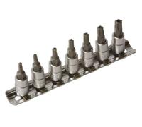 Laser 7 Piece 1/4 inch D Tamperproof 5 Sided Star Socket Bit Set