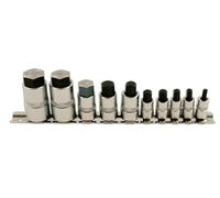 Laser Tools Hex Socket Bit Set 1/4"D 3/8"D 1/2"D 10 Piece
