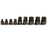 Laser 5665 Low Profile Impact Hex Socket Bit Set 1/4"D, 3/8"D 9pc