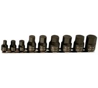 Laser 5666 Low Profile Impact AF Hex Socket Bit Set 1/4"D, 3/8"D 9pc