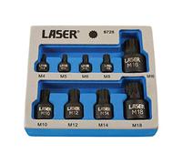 Laser Exhaust Technology Low Profile Spline Socket Bit Set 6725, Silver, 1/4" 3/8" 1/2", 9pc