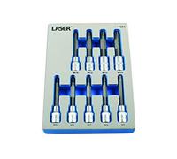 Laser Tools Tamperproof Ribe Socket Bit Set 1/2"D 9 Piece
