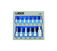 Laser 7497 Security Hex Socket Bit Set 1/4"D, 3/8"D, 1/2"D 13pc