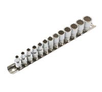 Laser Socket Set 7590 1/4" Drive Bi-Hex Standard Metric 13pc with Rail