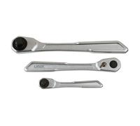 LASER 7937 Ratchet Set 3 Pieces 1/4" 3/8" 1/2" Drive Slim Handle Chrome Vanadium