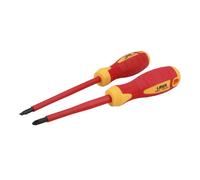 LASER 8388 2Pcs Screwdriver VDE Insulated Set CRV Steel Slot PoziDrive PZ2