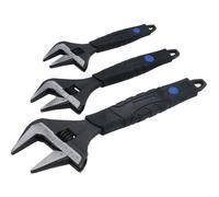 Laser 3 Piece Chrome Vanadium Wide Mouth Adjustable Wrench Set