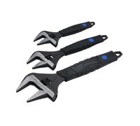 Laser 3 Piece Chrome Vanadium Wide Mouth Adjustable Wrench Set