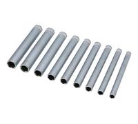 Laser 8904 Extra Long Socket Set 1/4" D 9pc | 8, 9, 10, 11, 12, 13, 14, 15, 16mm | 1/4" D Single hex Profile | Length: 140mm | Satin Finish Chrome Vanadium | Presented in an EVA Foam Tray