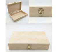 Laser Amore Wooden Box with Hinged Lid & Latch (19x11.5x3.5cm) - Small Pine Storage Box for Photo Prints, Memory Keepsake, Art Pencils, or Stash Box - Unfinished/Plain Wood