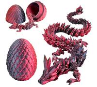 Laser Black 3D Dragon Egg Set,Articulated Dragon Crystal Ornaments, Desk Toys,PLA Hinged Toy,Flexible Joint Desk Toy, Home Office Decor (Laser Black)