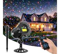 Laser Christmas Projector Lights Outdoor, 3 Colors Moving Starry Lights Show with Remote Control, Holiday Decorations Outside with 16.5ft Cord, IP65 Waterproof-for Halloween/Garden/Party