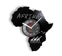 Laser Cut African Elephant Vinyl Wall Clock Wildlife Map Retro Decor En8 With LED Light