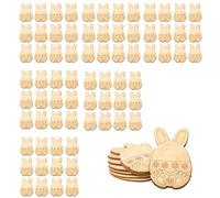 Laser Cut Unfinished Wooden Easter Bunny Egg Tokens, Paintable Wood Shapes for DIY Crafts, Candy Basket Fillers, Easter Wooden Reward Tokens & Personalized Gift Tags