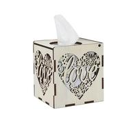Laser Cut Wood Tissue Box Cover Square,Decorative Cube Tissue Box Holder for Modern Farmhouse Decor (Love-Pattern)