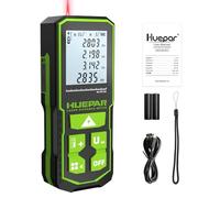 Laser Distance Meter 100m, Huepar S100/330Ft Digital Laser Measure with Backlit 4-Line Display, Area Volume & Pythagorean Measurement,Bubble Level, IP54, Portable Distance Measuring Tool with Battery