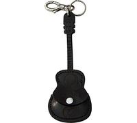 Laser Engraved Keyring Black Genuine Leather Guitar Plectrum Holder - etabeta Artisans Toscano - Made in Italy