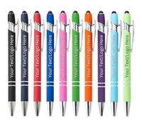 Laser Engraved Metal Pens With Rubber Finish | Personalised Pen With Your Promotional Gift Message | 2 in 1 Stylus For Touch Screen | Business/Brand Promo Giveaway | Buy 5+ Get 5+ Free (Purple)