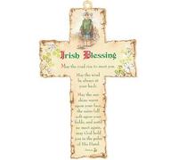Laser Engraved Wood Wooden 6" Crucifix Cross Plaque IRISH BLESSING