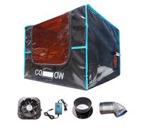 Laser Engraver Cutter Cover with Ventilation, 27x27x19'' Fire-Resistant Fabric, Steel Frame, 90mm DC Fan with Speed Control, 2m Smoke Pipe