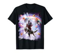 Laser Eyes Space Cat On Sloth Dinosaur - Rainbow T-Shirt