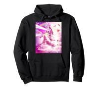 Laser Eyes Space Cat Riding Dog, Unicorn - Rainbow Pullover Hoodie