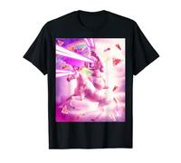 Laser Eyes Space Cat Riding Dog, Unicorn - Rainbow T-Shirt