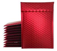 Laser Gold 100 Pcs Bubble Mailers Metallic Waterproof Poly Padded Envelopes Self Sealing Cushion(Red,15 * 20cm)