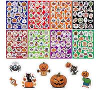 Laser Halloween Stickers,8 Sheets Halloween Party Bag Fillers, Trick or Treat Pumpkin Ghost, Skull, Bat, Spider Activities Reward Stickers for Kids Party Favors, Scrapbooking, DIY Crafts