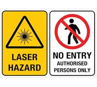 Laser Hazard No Entry Authorised Persons Only Outdoor Signs Aluminum 12X8 Inch Uv Ink Printed For House And Business