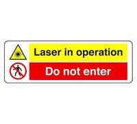 Laser In Operation Gy Do Not Enter - safety sign - 3mm Aluminum Dibond for indoor/outdoor usage (300mm x 100mm) 5m Viewing Distance.