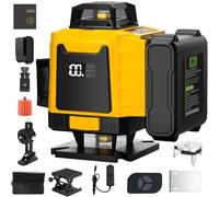Laser Level, 16 Lines 4D x 360° Green Laser Spirit Level Self Leveling with Pulse Mode,1 x 4800mAh Battery, Remote Control, IP54 Waterproof & Dustproof Cross Line Lazer Tool for Indoor/Outdoor