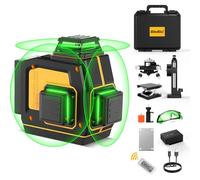 Laser Level 3D Self Leveling, SAVSEC 3x360 (Up to 37 Hours) Green Cross Line Lazer, 12 Lines Leveler Tool Rechargeable/Adjustable Brightness/Remote Control/Switchable for Home & Outdoor