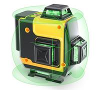 Laser Level, FELLAT 4x360°4D 16 Lines Green Laser Level for Construction, Two 360° Vertical and Two 360°Horizontal Laser Level with Pulse Mode, Remote Controller and Two Rechargeable Battery