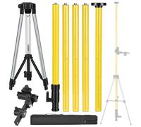 Laser Level Pole with Tripod, 3.7M Telescoping Mounting Rod | Sturdy foot pedal quick locking 3.7m max height, stable tripod base 360° rotating adjustable bracket