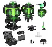 Laser Level Self Leveling 4 x 360°,4D 16 Lines Green Laser Level with 2x2400mAh Batteries,Adjustable Tripod,Swivel Base,Remote Control,Bracket,IP54 Waterproof and Dustproof (16 Wires)