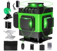 Laser Level Self Leveling 4 x 360°, 4D 16 Lines Green Laser Spirit Level with 2 * 2400mAh Batteries, Lazer Tool with Adjustable Brightness Pulse Mode, Lifting Platform Wall Bracket Remote Control