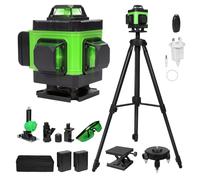 Laser Level Self Leveling with Tripod, 4D x 360° Green Laser Level with 2 x 2400mAh Batteries, Brightness Adjustable 16 Lines Lazer Leveler Tool with Remote Control, Swivel Base and Wall Bracket