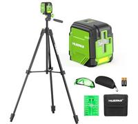 Laser Level with 152cm Tripod, HUEPAR 30m Self Leveling Laser Level Green Line Laser Cross Line Laser Leveler Tool for Picture Hanging, Tile, Home Renovation, Indoor Project, Battery&Goggles Included