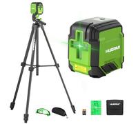 Laser Level with 152cm Tripod, HUEPAR 98Ft Self Leveling Laser Level Green Line Laser Cross Line Laser Leveler Tool for Picture Hanging, Home Renovation, Indoor Project, Battery&Goggles Included