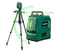 Laser Level with Adjustable 1.2m Tripod, RockSeed 1x360° Horizontal and 1x 150° Vertical Green Laser Line Self-Leveling, Rechargable Laser Leveler, for Hanging Pictures/Wall Construction