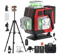 Laser Level with Tripod,16 Line 4D,360° Full-Around Laser Lines High Precision Self-Leveling,4800mAh Dual Batteries, with Magnetic Bracket+Mini Tripod Construction/DIY Tools Case/Cloth Bag Optional