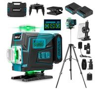 Laser Level with Tripod, 4 x 360° Self Leveling Laser Levels, 4D 16 Line Laser Spirit Level, 2x2400mAh Battery, LED Display, APP/Remote Control, Horizontal&Vertical Lines, for Picture Hanging, Tile