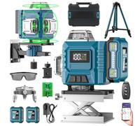 Laser Level with Tripod, 4x360° Laser Levels Self Leveling, 16 Lines, APP | Lazer Level Tool with 2x3000mAh Batteries Rechargeable, Remote Control, LED Display, Pulse Mode, IP54 for Home Renovation