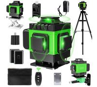 Laser Level with Tripod Self-Leveling 4 x 360°, 4D 16 Lines Lazer Level Tool with 2 x 2400mAh Batteries, Green Laser Spirit Levels with Wall Bracket, APP/Remote Control, Pulse Mode, IP54 Waterproof