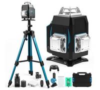 Laser Level with Tripod, Self-Leveling Lazer Level with LED Display, 4x360° Laser Spirit Level, 4D 16 Lines Green Professional Laser Level/APP/Remote Control/Pulse Mode/IP54 Waterproof (no Battery)