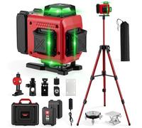 Laser Level with Tripod Self Leveling with 2 x 6000mAh Battery, 4 x 360° 4D 16 Lines Lazer Level Tool,Green Laser Spirit Levels with Pulse Mode,Swivel Base,Remote Control,Wall Bracket,IP54 Waterproof