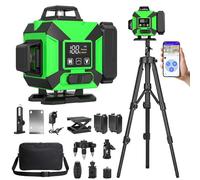 Laser Lever with Tripod, 4x360° 16-Line Laser Spirit Level Self Leveling, Horizontal & Vertical Cross Line Laser Level with 3 Control Modes 2 Batteries Led Power Indicator for Indoor Outdoor