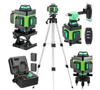 Laser lever with Tripod, Weytoll 4 x 360° 16 Line Self-Leveling Green Laser Line 25m with 2 * 2400mAh Batteries, Wall Mount Bracket, Remote Control