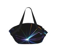 Laser light 37'' Convertible Round Picnic Blanket Bag, 2-in-1 Portable Printed Camping Mat with Shoulder Straps